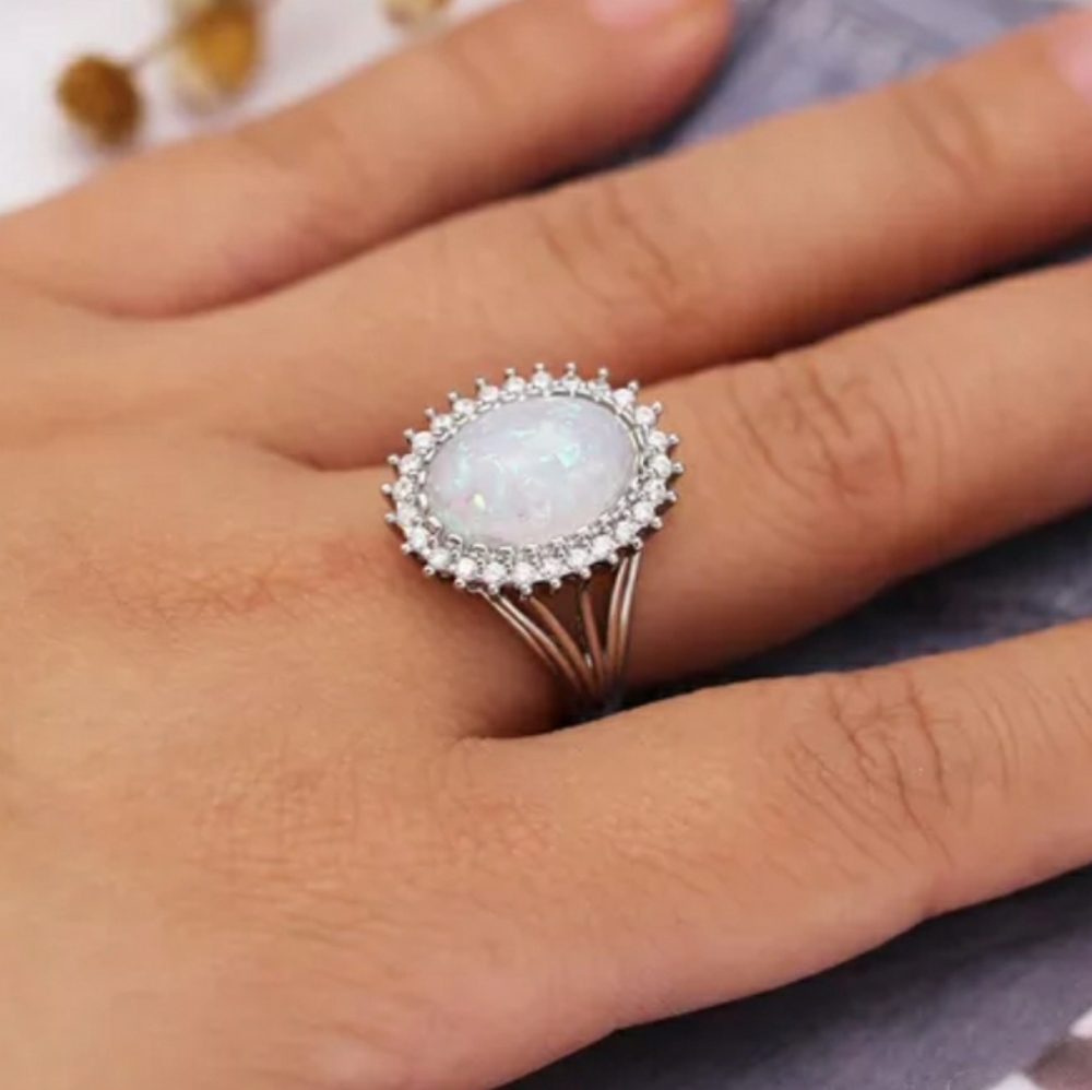 New Silver Fire Opal Ring - Picture 6 of 6